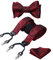 HISDERN Herren Hosenträger Rote mit 6 starken Clips Extra Breit Paisley Y Form Hosenträger für Herren mit Fliege Einsteckuch Set