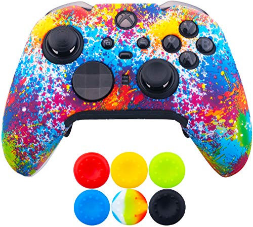9CDeer 1 Stück von Schutz Benutzerdefiniertes Transferdrucken Silikon Abdeckung Haut Ärmel Fall Cover Skin Hülle Farben + 6 Thumb Grips Aufsätze zum Xbox Elite Series 2 Controller