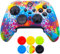 9CDeer 1 Stück von Schutz Benutzerdefiniertes Transferdrucken Silikon Abdeckung Haut Ärmel Fall Cover Skin Hülle Farben + 6 Thumb Grips Aufsätze zum Xbox Elite Series 2 Controller