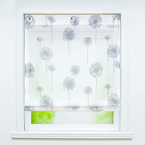 Joyswahl transparentes Ösenrollo mit Pusteblumen Druck »Aleyna« Raffrollo mit Hakenaufhängung, ohne Bohren Schals Fenster Gardine BxH 140x140cm 1 Stück