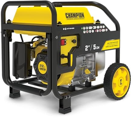 Champion Power Equipment - Portable Trash Water Pump with Hose Kit (5cm Inlet) - 598L per Minute, 11.5L Petrol 212CC Engine, with Wheel Kit & Foldable Handle for Clean or Dirty Water, Pools & Floods