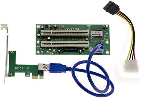 KALEA-INFORMATIQUE PCI zu PCI Express PCIe x1 2-Port Bridge Konverter Adapter, mit ASM Chipsatz, 50cm USB3 Kabel.