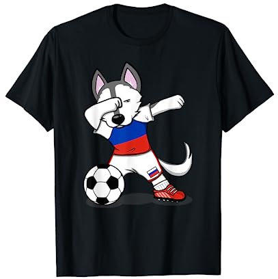Dabbing Husky Dog Russland Fußball Fans Trikot Russischer Fußball T-Shirt