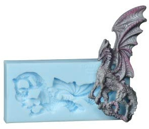 COXIMUS backen und mehr Silikonform Drache stehend 9,8x 4,2x 1,3cm für Fondant und Flowerpaste | Silikonform für Fondant und Flowerpaste