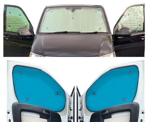 Fensterrollo-Set Kombatibel Mit Dacia Dokker (2015-Date)(Komplettes Set + Scheunentor) Rückenfarbe in Aqua, Reversibel und Thermisch