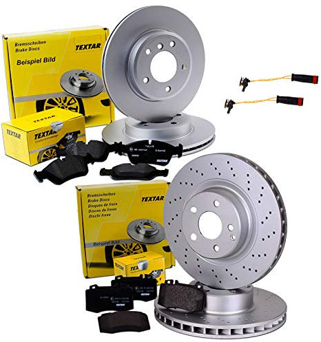TEXTAR PRO+ HC BREMSSCHEIBEN + BELÄGE VORNE + HINTEN für S-KLASSE W221 + C216 mit Warnkontakten