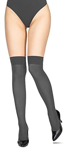 LORES Calze da donna in microfibra opache sopra il ginocchio, alte fino alla coscia, calze lunghe e calde, per cosplay, 60 denari, Fumo, Taglia unica