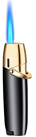 Fackel-Feuerzeug, Nachfüllbares Butan-Feuerzeug, Einstellbare Windproof Jet Flame Butan-Fackel Feuerzeug für Grill, BBQ, Kerze, Camping (Gas Nicht enthalten) (Black)