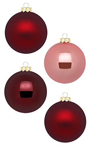 Weihnachtskugeln 12 STK 8cm | Schöne Christbaumkugeln aus Glas | Große Kugeln in Karton-Box | Christbaumschmuck Weihnachtsbaumschmuck Weihnachtsbaumkugeln (Vintage Rose | Bordeaux Rosa)