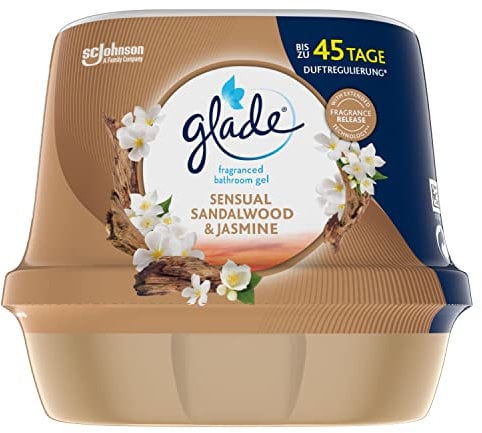 Glade Badezimmer Duftgel, Duft: Sensual Sandalwood & Jasmine, 8er Pack (8 x 180g)