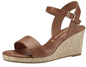 Tamaris Damen Sandaletten, Frauen Sandalen,TOUCHit-Fußbett,Sommerschuhe,Freizeitschuhe,offene Schuhe,Strandschuhe,elegant,Cognac,41 EU