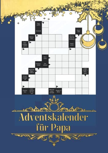 Adventskalender für Papa: Kreuzworträtsel im Edlen Design für den besten Papa der Welt | Das Rätselheft für die Weihnachtszeit