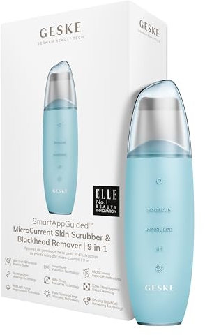 GESKE | SmartAppGuided™ MicroCurrent Skin Scrubber & Blackhead Remover | MicroCurrent | 9 en 1 | Cuidado de la piel | Limpieza facial | Antiedad | Lifting profesional | Eliminador de puntos negros