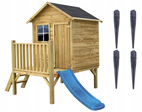 4IQ Cabane Enfant Exterieur Bois avec Toboggan 178x124x212 cm - Maison Enfant Exterieur - Cabane Enfant Intérieur - Cabane de Jardin pour Enfant - Maisonnette Enfant Exterieur - Jeux Jardin Enfant