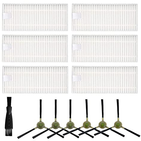 HEPA-Filter-Seitenbürsten-Ersatzzubehör-Set für Life K2 K3 K4 K5 Roboter-Staubsauger, 6 HEPA-Filter, 6 Seitenbürsten, 1 Reinigungsbürste