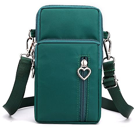 LTLSZRN Borsa a Tracolla da Donna in Nylon, Mini Cellulare Portafogli Donna con Tracolla Borsa Porta Cellulare, Fascia da Braccio per Cellulare con Porta Cuffie, Borsa Messenger Donna(Verde)…