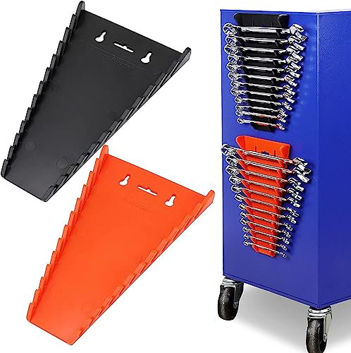BRIMIX 2 pc organizador de llave fija y combinada, 24 huecos, imantado, bandeja para cualquier superficie de trabajo de metal, tablero panel perforado