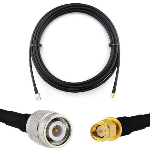 15m TNC Stecker auf SMA Stecker Koaxialkabel — TNC SMA Verlängerungskabel HF-240 (LMR 240 Äquivalent) 15 Meter Jumper Kabel (50 Ohm) — Schwarz Antennenkabel für HAM Radio CB Funk WIFI Antenne