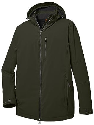 STOY Herren Softshelljacke/Outdoorjacke mit abzippbarer Kapuze - Große Größen STW 17 MN SFTSHLL JCKT, dunkeloliv, 5XL, 39808-000