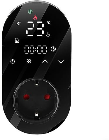 RANRAO Digital Thermostat Steckdose, Intelligent WiFi Temperaturschalter mit LCD Display, LCD Bildschirm Temperaturschalter, Digital Plug-in-Thermostat für Homematisch Heizung, Schwarz
