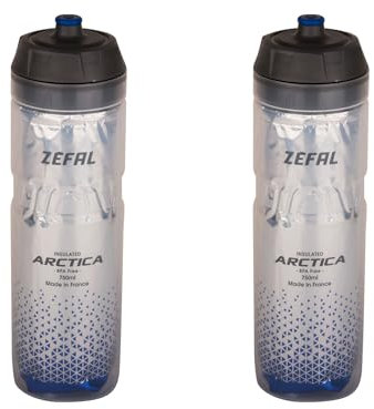 ZEFAL Pack Arctica 75 - Lot de Deux Bidons Vélo 750 ML - Gourde Vélo Isotherme - Inodore et Etanche - Bidon Sport sans BPA - Argent/Bleu