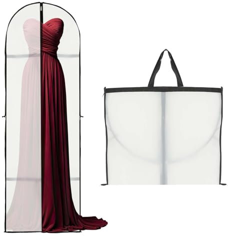 Kleiderhülle Lange 60x180 cm staubdichte Kleidersäcke Anzug Schutzhülle Atmungsaktiver Anzugtasche faltbare Kleidersack mit Reißverschluss für Brautkleider Abendkleider Mäntel (weiß)