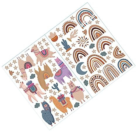 HEMOTON 1 Blatt Wandaufkleber Mit Tieren Wandtattoos Abziehen Und Aufkleben Lama Wandtattoos Cartoon-tier-wandaufkleber Cartoon-tapetendekoration Süßes Wandtattoo Poster Mädchen Pvc