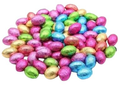 Easter Eggs Mini Chocolate Foiled Eggs 500g in a Easter Themed Hamper Box - Easter Egg Hunt For Kids - Easter Treats For Boys & girls