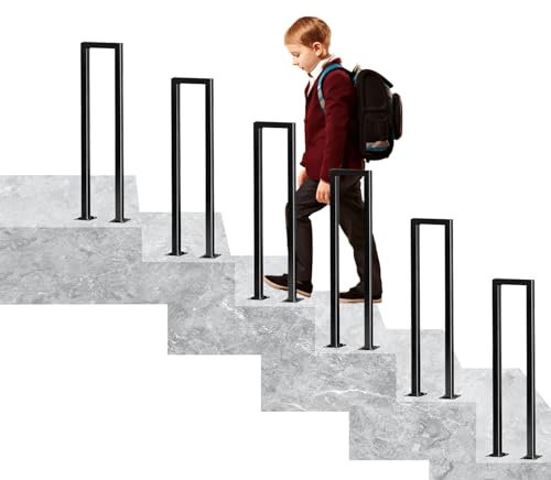 Barandilla Escalera Forma U Exterior, Pasamanos Negro, Barandillas Escaleras de Hierro para Interiores, Pasamanos Escalera Forma de U (Negro U, 110cm)