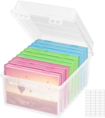 Lifewit Photo Storage Box 5x7 Photo Case, Each for 9 Inner Keeper, Multicolor Photo Organizer for Seeds Cards Pictures Office Supplies with 1 Sheets Label Sticker, 1 Pack