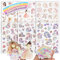 Einhorn Glitzer Sticker mit Glitzereffekt 6pcs Über 150 Motiv Glitzersticker Einhornsticker Aufkleber Holografische Unicorn für Kinder Mädchen Scrapbooking Fotoalbum Geschenke (Nicht Reflektierend)