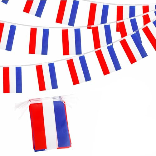 Netherlands Flags Bunting Nederlanden Flags Bunting Banner 10M/33ft 30 Flags for Games 2025 VE Day 80th Party Decoration Netherlands Bunting Flags Banner for Sport,Bar Events,Garden Decor