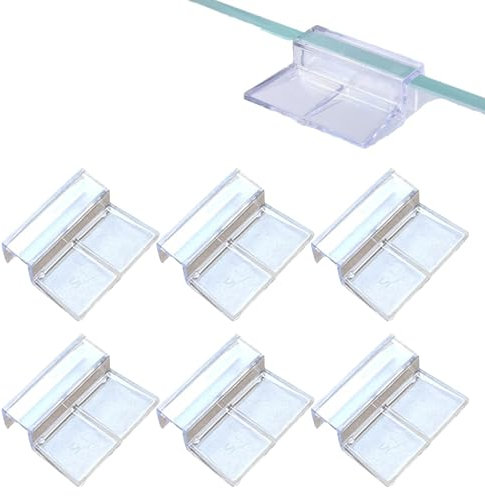 Clips para Tapa de Acuario, Clips Transparentes para Acuario, Soporte de Pecera Clips, Acuario Acrílico Clips, 6pcs Clips Protectores de Cristal para Acuario, para Acuarios Sin Marco (12 mm)