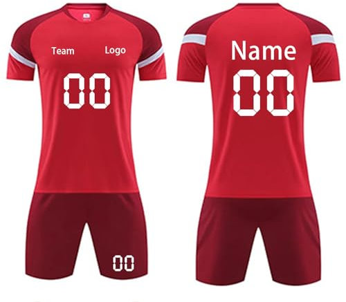 Generic Angebote des Tages Trainingsanzug Damen Atmungsaktiv Kurzarm Fußball Trikot 3-Teilige Sport Shirt Herren Sportshirt Herren Kurzarm Paris Trikot(9-Red,4 Jahre)