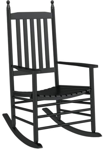 vidaXL Schaukelstuhl mit Gebogener Sitzfläche Massivholz Pappel, Gartenstuhl, Outdoor Stuhl, Outdoor Schaukelstuhl, Terrassenstuhl