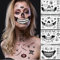 Halloween Gesichtstattoo Accessoires Totenkopf Skull Mund Halloween Aufkleber Gesicht，Narben Tattoos Halloween Schminke Skelett Erwachsene