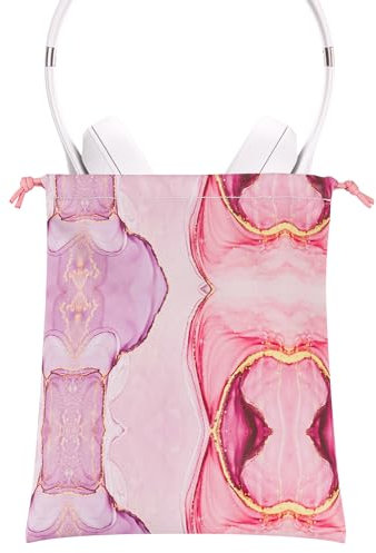 Geekria NOVA Headphone Carrying Bag Universal Headset Protection Pouch/Soft Headphones Bag, Compatible with Beats Solo4/3/2/HD Case (Pink Marble PU)
