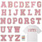 26Pcs Self-Adhesive Chenille Letters Patches, White Varsity Iron on Letter Patches Stickers, Glitter Chenille Alphabet Patches for Cloth, Stick on Backpacks Hats Repair Embroidered Preppy Patch(Pink)