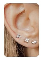 BodyBonita Silberne Ohrstecker Damen mit Flacher Rückseite–Kleine Hypoallergene Ohrstecker aus 925er Sterlingsilber 14 Karat vergoldeten kleinen Ohrsteckern mit Zirkonia Helix Piercing Schmuck Damen