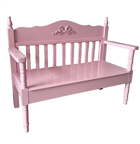 Lizhuzhuzs28 Parkbank 2-Personen-Bank for den Außen- und Innenbereich, 41,9-Zoll-Balkonbank aus Massivholz mit Rückenlehne und Armlehnen, Elegante Freizeitstühle aus Kiefernholz Gartenbank(Pink)