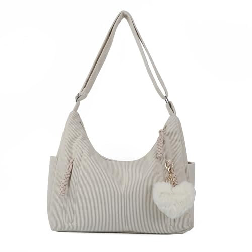 Mervokl Cord Tasche Damen Umhängetasche Shopper Handtasche Tote Bag Groß Crossbody Hobo Schultertasche Aesthetic Uni Tragetasche mit Verstellbarer Schultergurt für Schule Arbeit