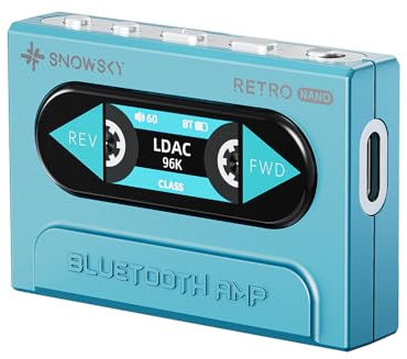 FiiO Snowsky Retro Nano Bluetooth USB DAC AMP mit LDAC, aptX Adaptive, aptX LL (3,5 mm unsymmetrisch und 4,4 mm symmetrischer Ausgang) (Blau)