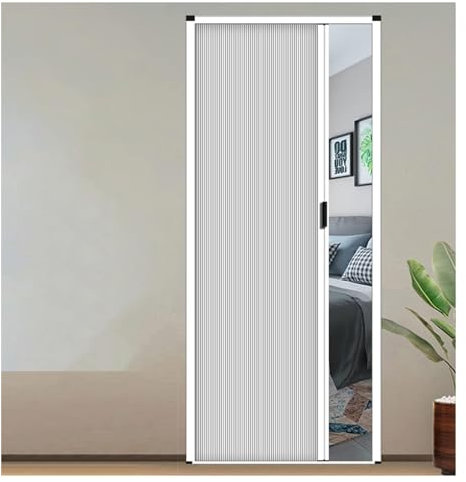 Porte de douche rétractable à porte coulissante pliante verrouillable avec matériel d'installation, porte de placard, porte accordéon, chambre à coucher/salle de bain/cuisine/bureau/camping-car, porte