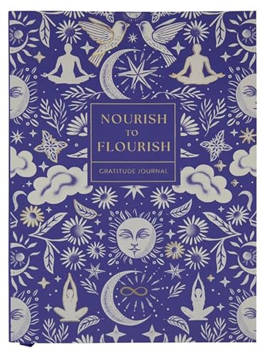 Portico Designs Ltd Nourish to Flourish Gratitude Journal Planner A5 with Ribbon Page Marker and Gold Foil Page Edges, 180 Pages FSC Paper