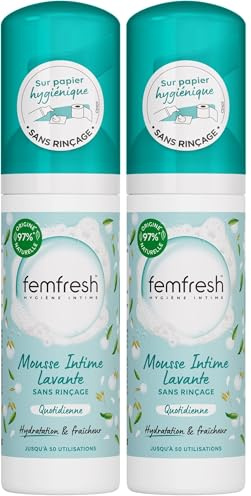 Femfresh - Mousse Intime Lavante Quotidienne, Sans Rinçage, aux extraits de Beurre de Karité et Lait d'Avoine, 50 ml (Lot de 2)