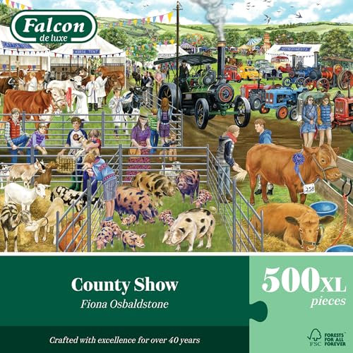 Falcon County Show - 500 XL Piece Jigsaw Puzzle for Adults - Beautifully Illustrated 500 Pc Adults Jigsaw Puzzle, Fun Activity for Home, Puzzles for Rainy Days, Birthday Jumbo
