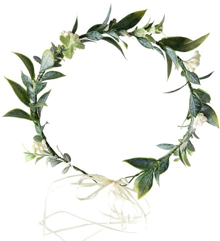 Fairy Crown, Flower Crown Headband for Women - Artificial Flower Bridal Headpiece with Leaf Crown for Wedding, Party, Valentine's Day Photo Prop