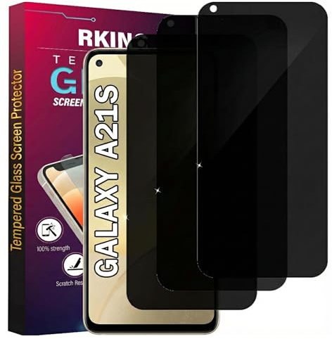 RKINC 3 Stück, Sichtschutz Panzerglas für Samsung Galaxy A21s, Anti-Spähen Panzer Schutz Glas HD Displayschutzfolie, 0,33 mm kratzfest, splitterfrei, blasenfre