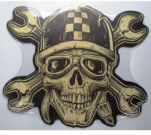 Inconnu hotrodspirit - Plaque tole épaisse Crane Motard clé Outil Tete de Mort USA