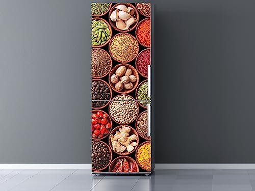 Oedim Vinilo Frigorífico Verduras Legumbres Colores 185x60cm | Adhesivo Resistente | Pegatinas de Nevera Económicas y Elegantes | Vinilo Nevera